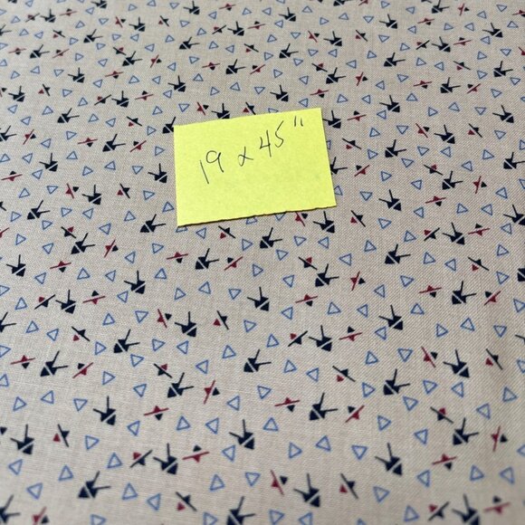 Vintage Railroad Ties Beige Fabric 19x45" by Faye Burgos with Geometric Triangle - Picture 5 of 6